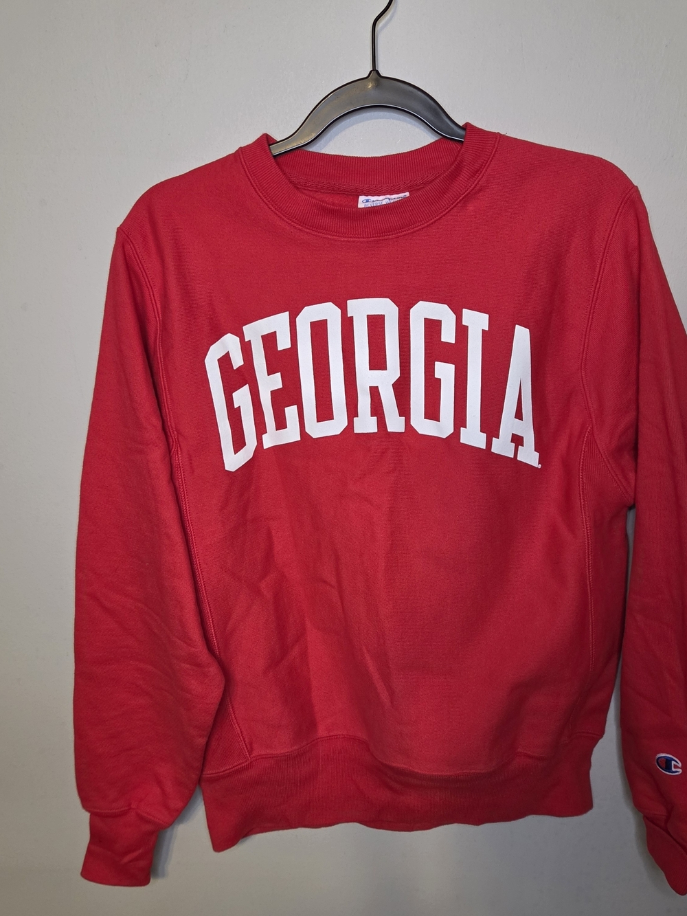 Champion Georgia Bulldogs Mens Crew Small Red Reverse Weave Sweatshirt